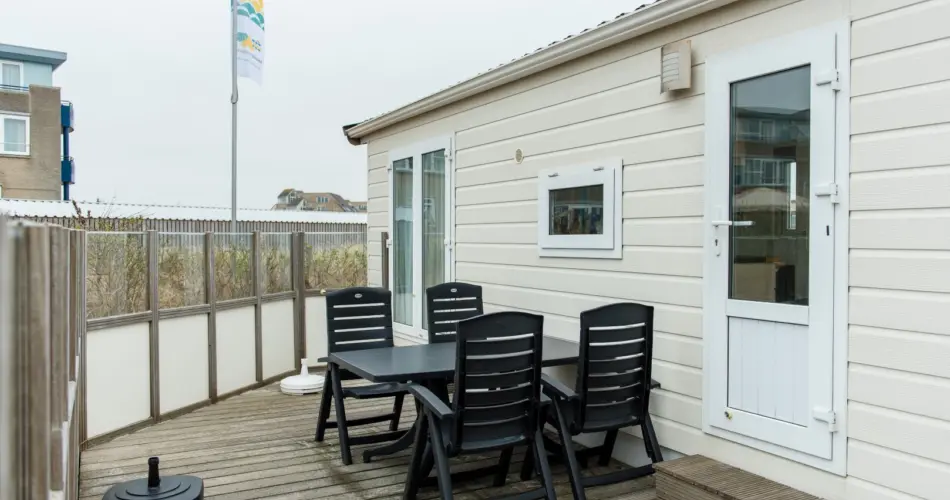 Chalet 1 terras Strandcamping Duinoord