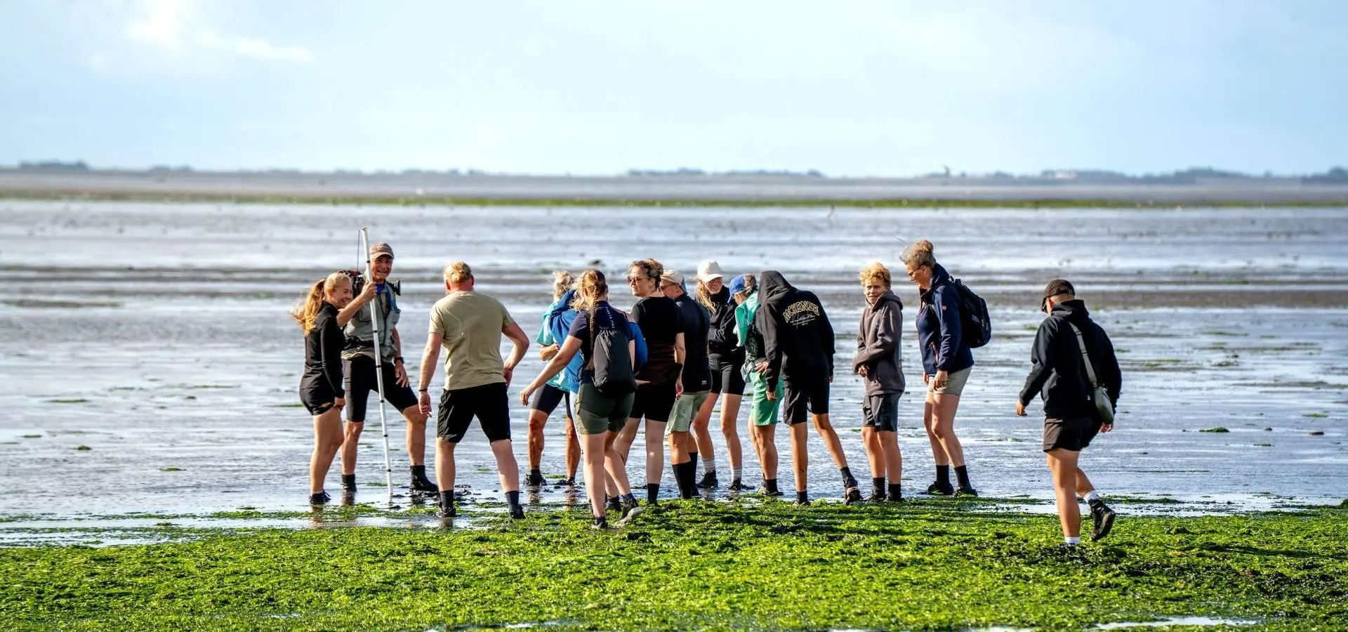 Groep tijdens wadlooptocht ameland
